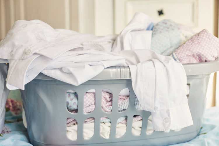Washing basket full of clothes