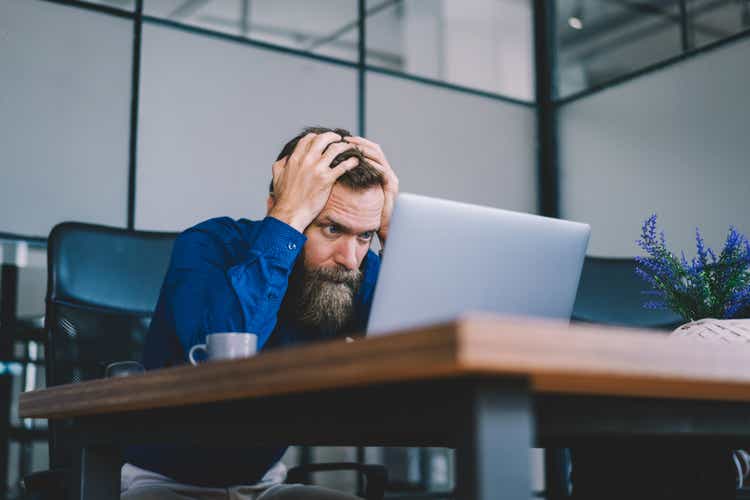 Businessman working on laptop