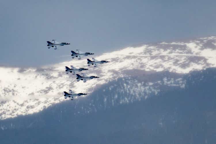 USAF Academy Diploma - Over Pikes Peak USAF Thunderbirds, F-16 fighter jets perform precision maneuvers as a team