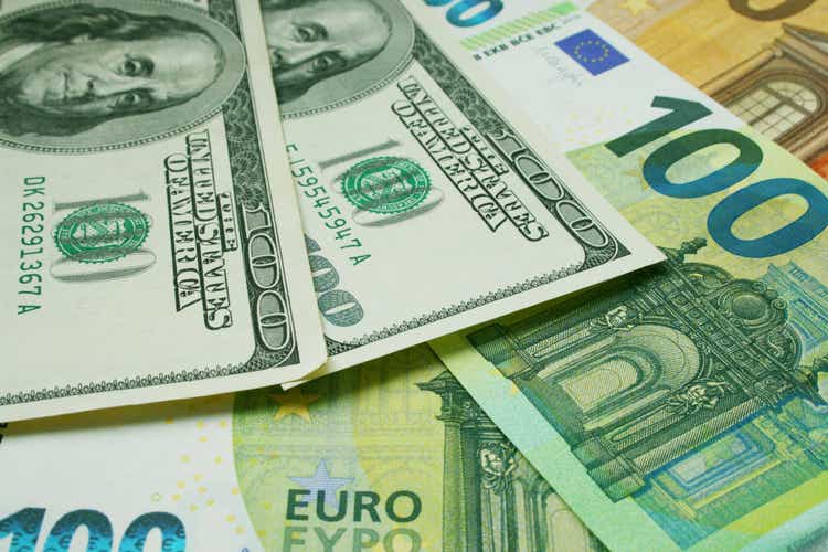 US Dollar vs Euro money as background