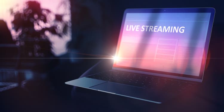Self-development Concept. Live Streaming on Notebook. 3D.