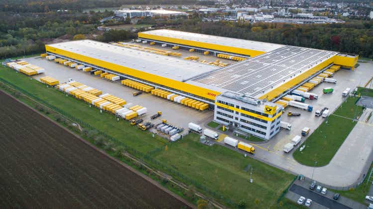 Aerial view of DHL/Deutsche Post distribution hub Obertshausen