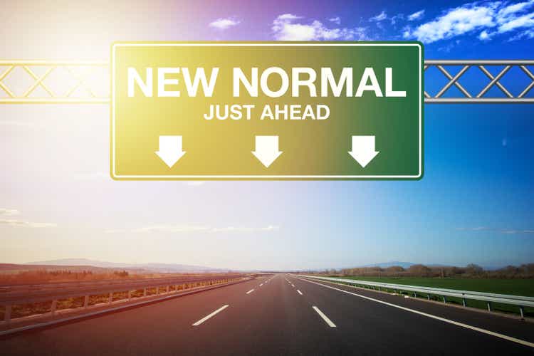 New Normal After Coronavirus. New normal road sign.