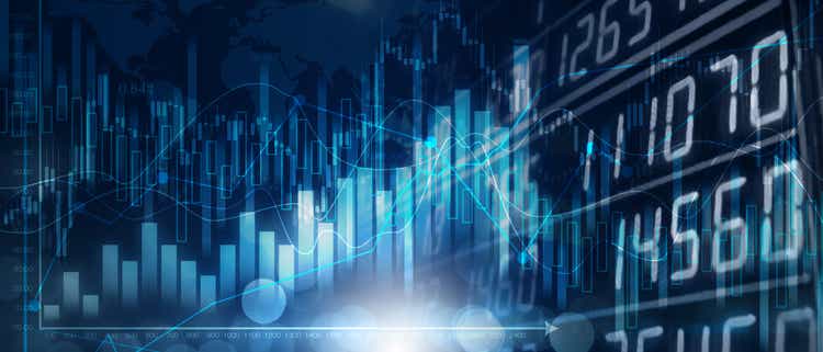 Background media blue image with stock market investment trading, candle stick graph chart, trend of graph, Bullish point, soft and blur, illustration.|1536pxx658px