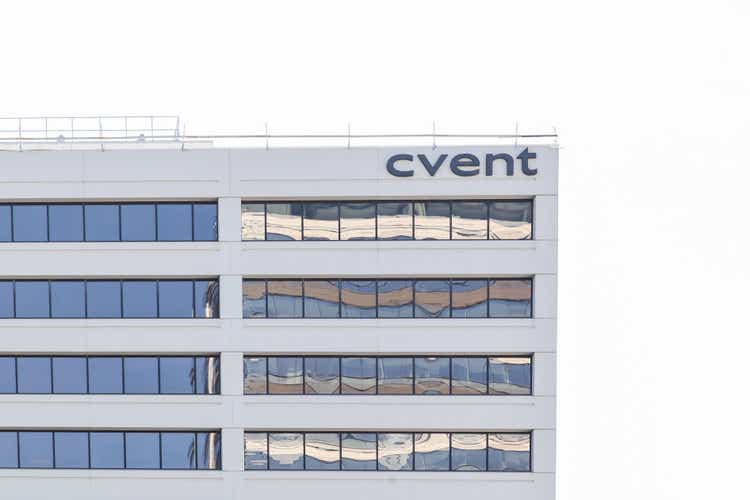 Cvent sign on the building in Tysons Corner, Virginia, USA.