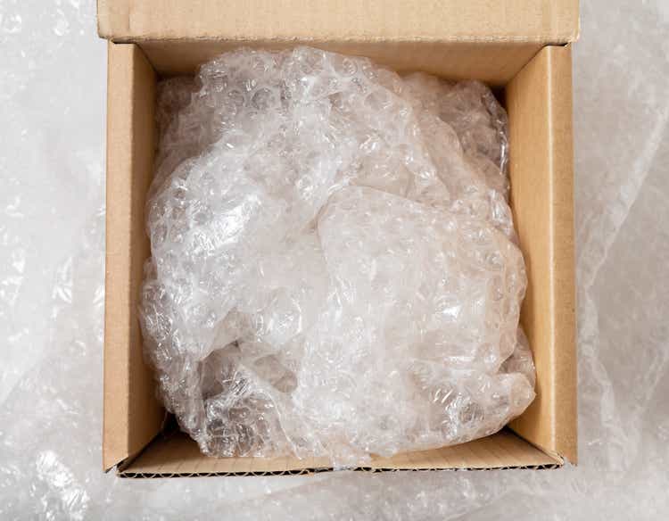 open cardboard box with bubble wrap
