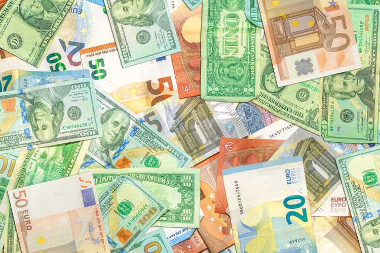 American dollars and European euro