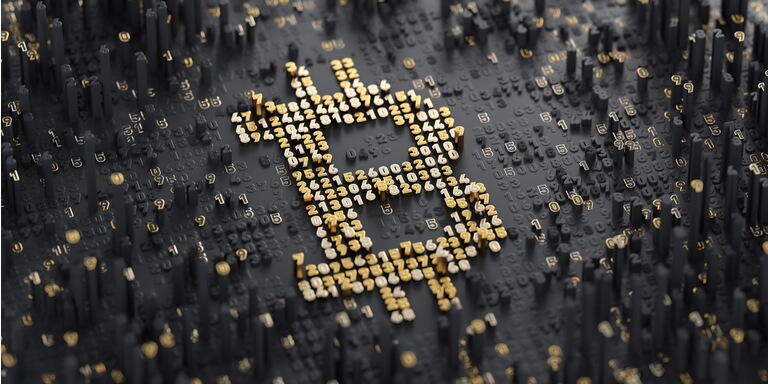 Bitcoin. Stylized Digital Symbol.