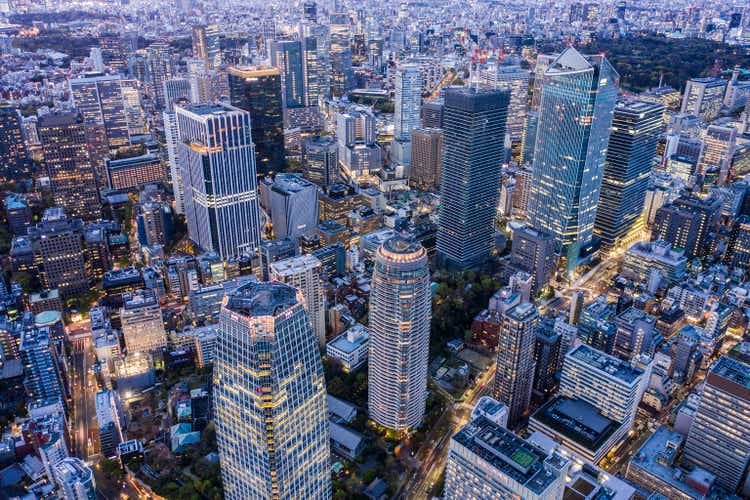 Tokyo Toranomon aerial view of the downtown