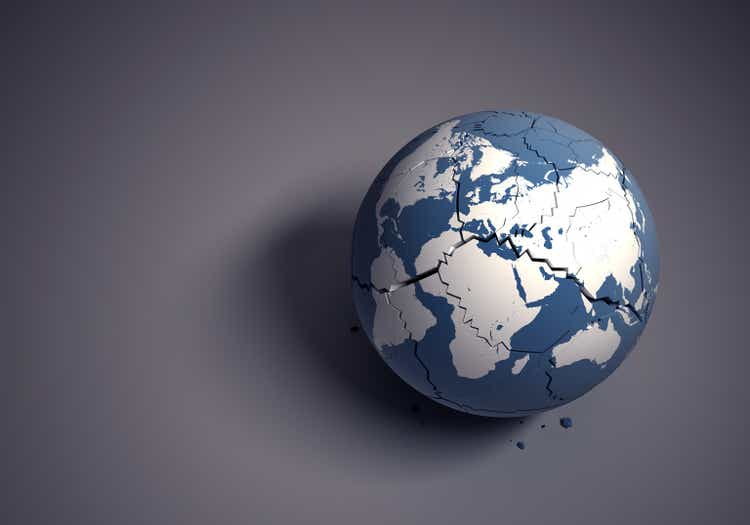 Broken globe concept for fragile world heritage