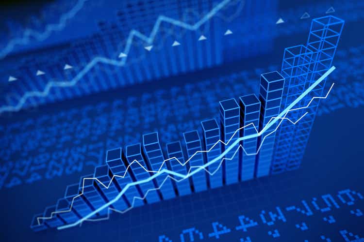 Growing stock values diagrams - 3d render