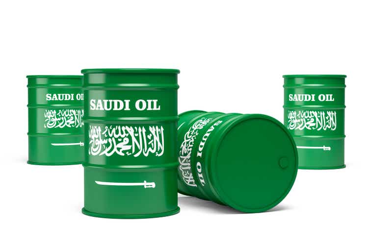 Saudi oil barrels isolated on white background