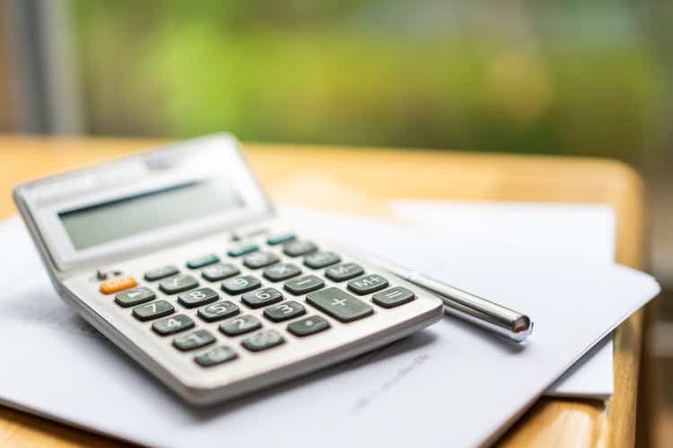 Basic calculator on the table