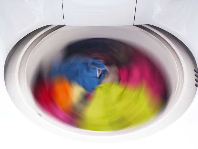 Top view of white washing machine