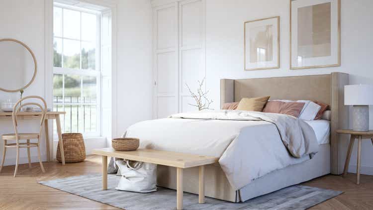 Scandinavian bedroom interior - stock photo