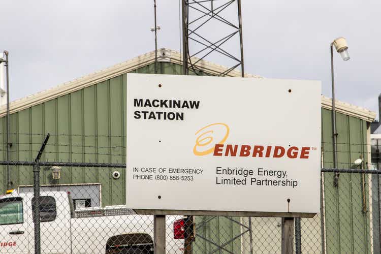 Enbridge oil pumping station in Mackinaw City, Michigan