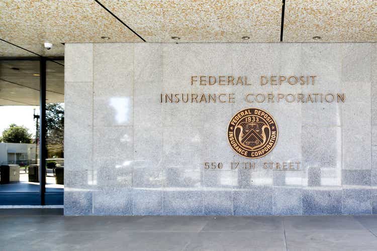 Entrance to The Federal Deposit Insurance Corporation (FDIC) in Washington DC.