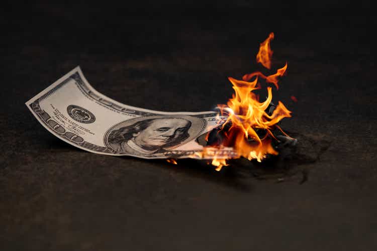 US Dollars in fire