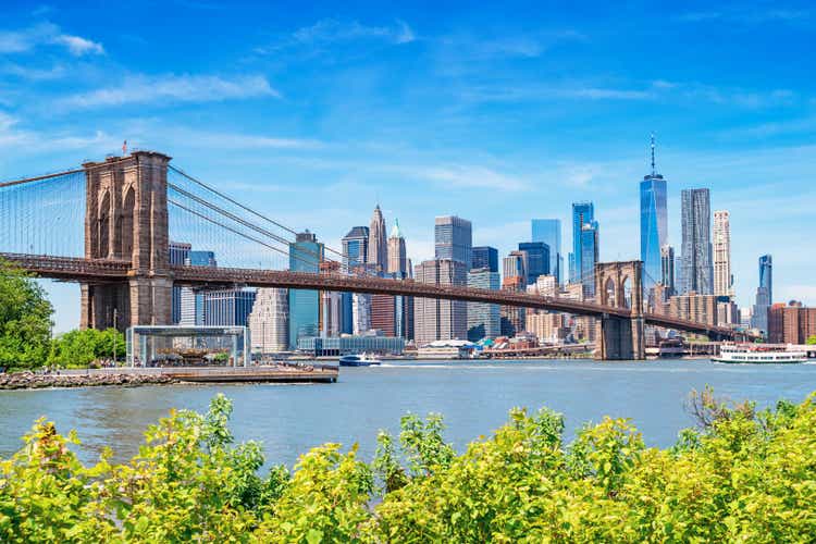 Brooklyn Bridge and skyline New York City USA Manhattan