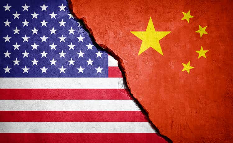 USA and China conflict concept image.