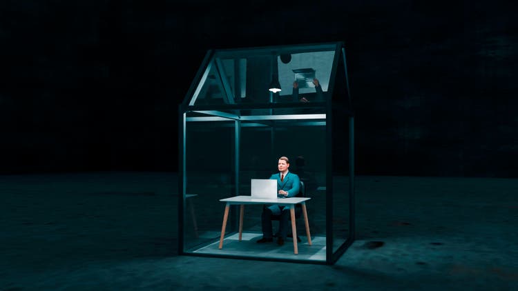 Concept of working with laptop from home in a secure enviroment