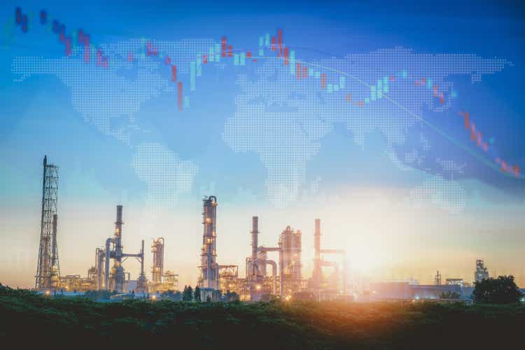 World Economic Recession of Oil and Gas Industrial Sector From Coronavirus Covid-19, Global Stock Investment Downturn of Fuel Energy Oil/Gas Industry. Corona Virus Epidemic Crisis, Financial Economy