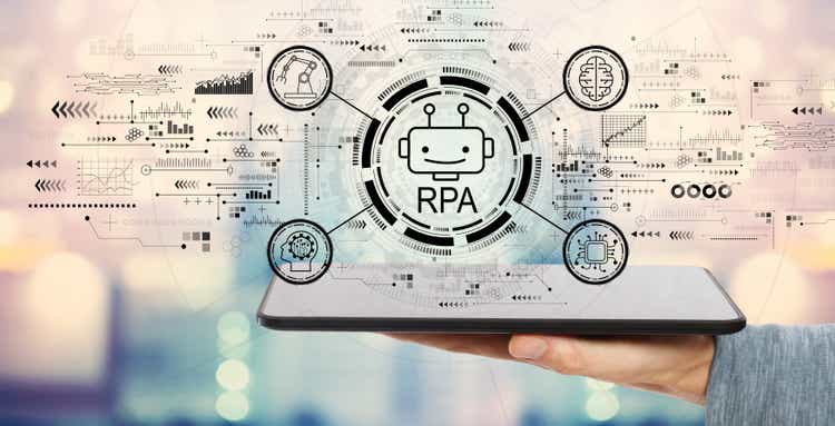 Robotic process automation concept with tablet computer