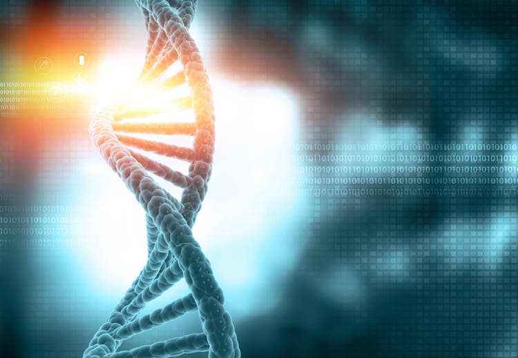DNA strand on science background