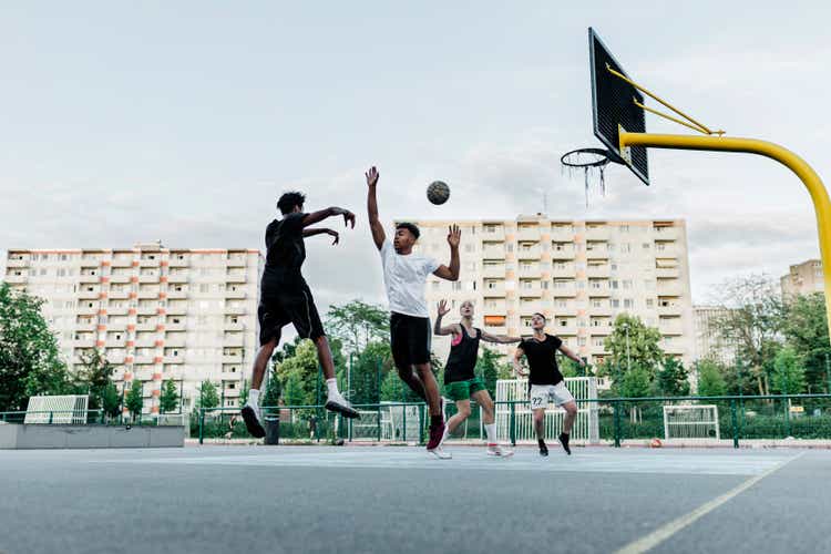 Friends playing Basketball