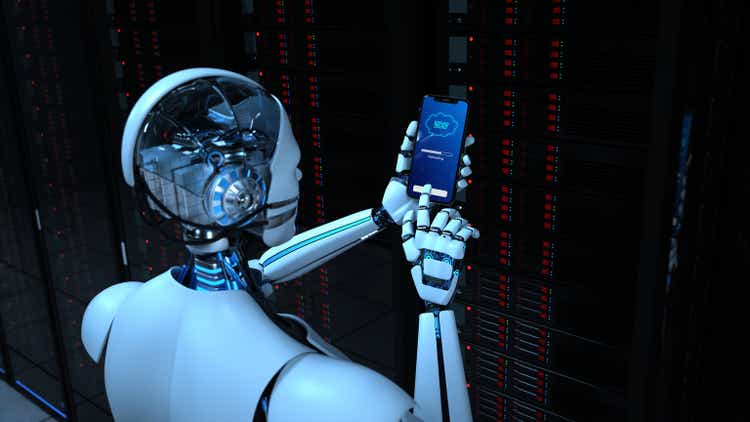 Humanoid Robot Smartphone Data Center Backup