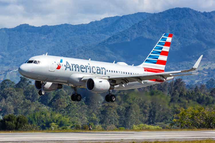 American Airlines Airbus A319 airplane Medellin airport