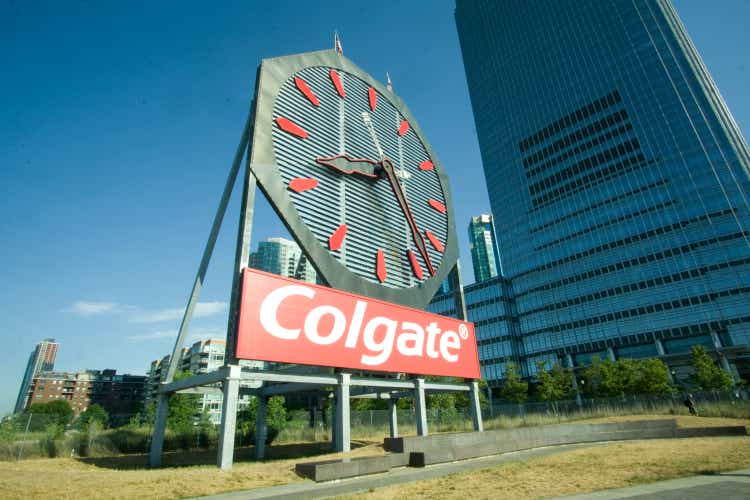 A wide angle view of the iconic Colgate Clock