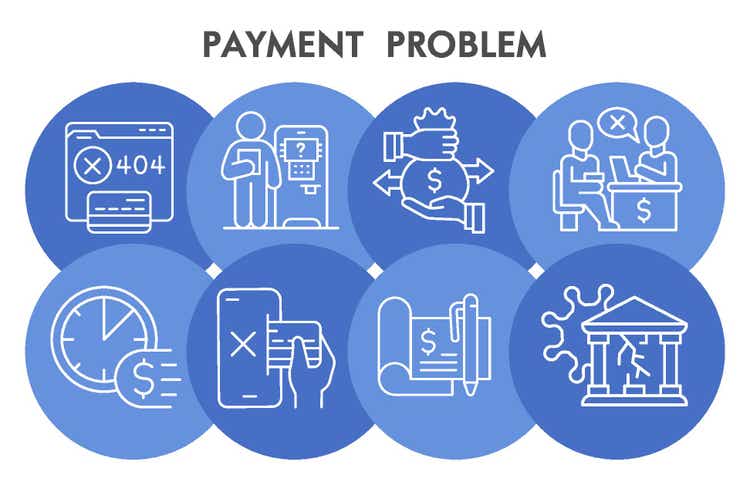 Modern Payment problem Infographic design template with icons. Money management problems Infographic visualization in bubble design on white background. Creative vector illustration for infographic.