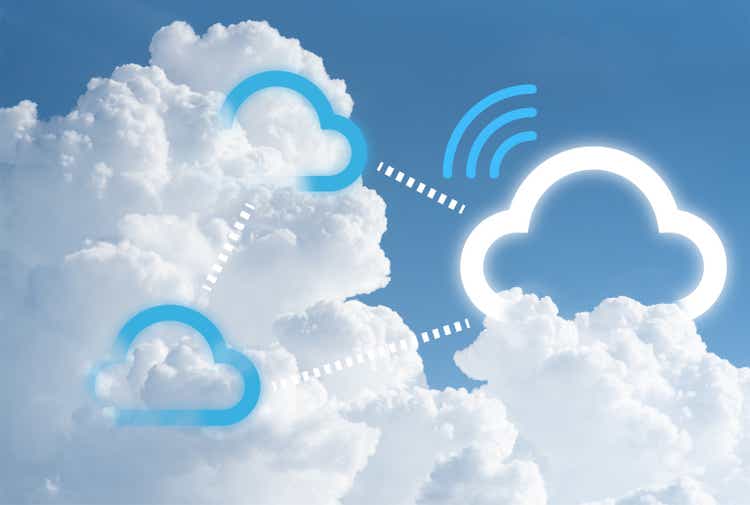 Infographic of cloudscape reflect to modern multi-cloud technology.