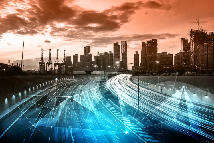 Smart transport technology concept for future car traffic on road
