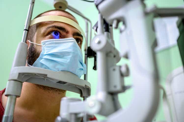 Man having an eye exam at ophthalmologist