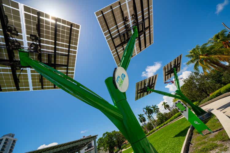 Photo of FPL Florida Power and Light solar trees at Young Circle Arts Park Hollywood FL