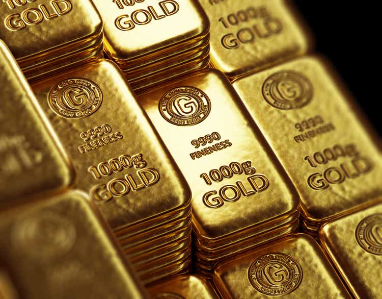 stack of shiny gold bars 3d illustration