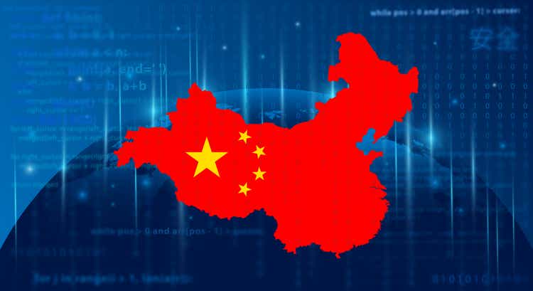 China technology map. Modern data communication concept. Computer Science and Technology in China.