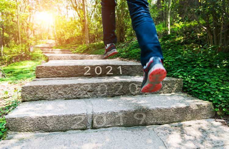 Number of 2019 to 2021 on stones footpath