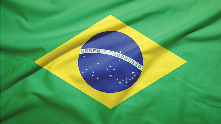 Brazil flag with fabric texture