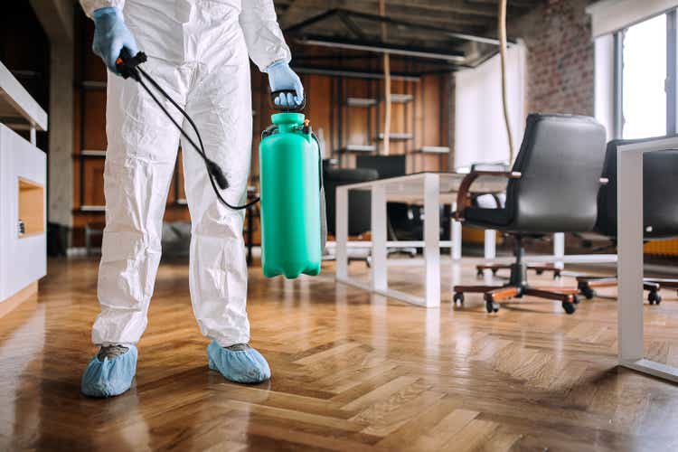 Disinfecting office during corona virus pandemic