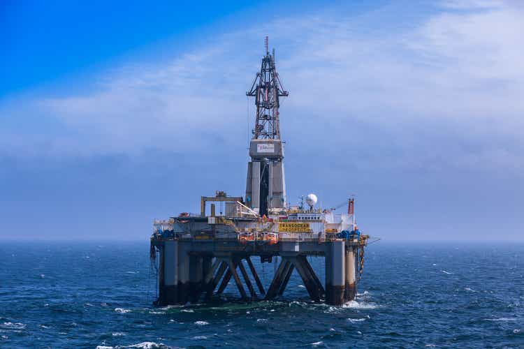 The semi-submersible drilling rig Transocean Prospekter in the North Sea