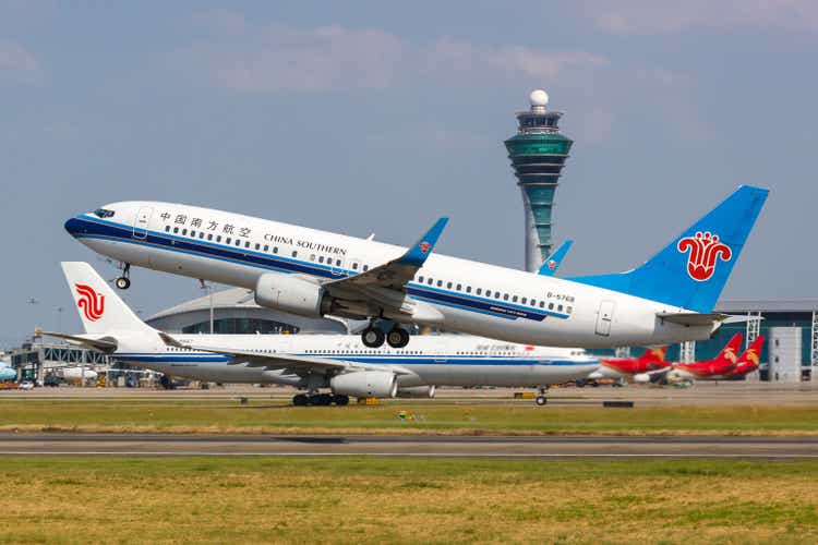 China Southern Airlines Boeing 737-800 airplane Guangzhou Baiyun airport in China