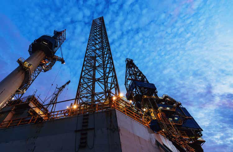 Jackup oil rig in the sea