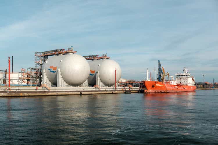 Large LPG tanker moored in the Port of Antwerp