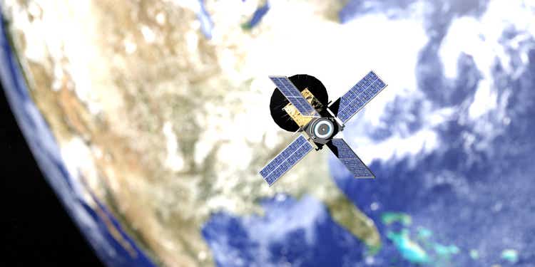 micro satellite called CUBESAT 3D illustration.