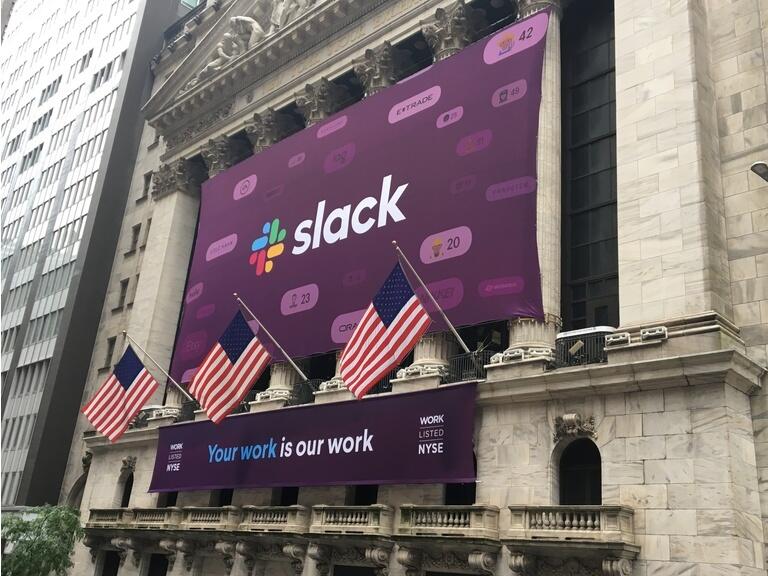 Slack Technologies Inc. (NYSE: WORK) initial public offering IPO with direct listing on New York Stock Exchange. Stewart Butterfield CEO. Workplace collaboration SAAS software