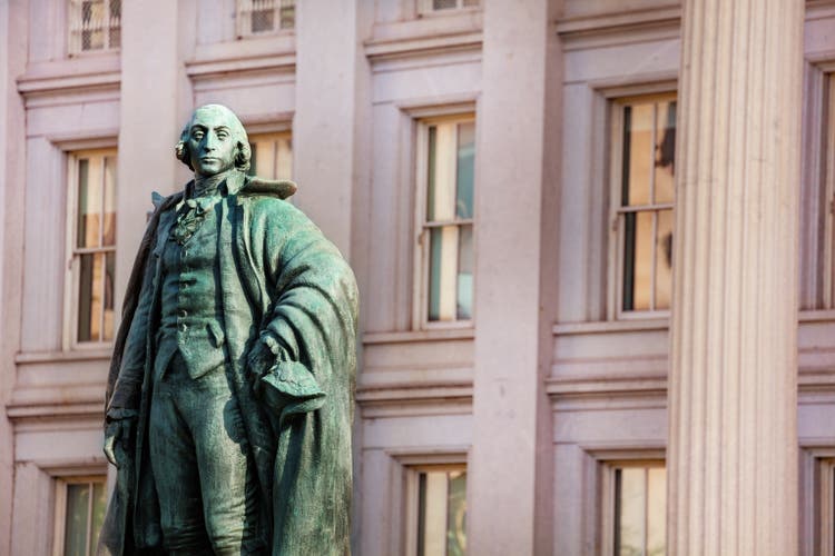 View of Albert Gallatin Statue, Fraser Washington
