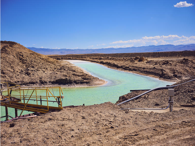 Brine pools for lithium carbonate mining.